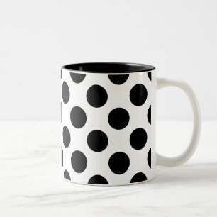 Black And White Polka Dot Pattern Two-Tone Coffee Mug