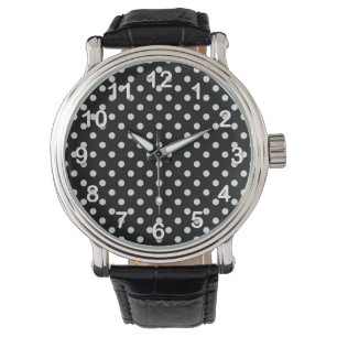 Black and White Polka Dot Pattern Watch