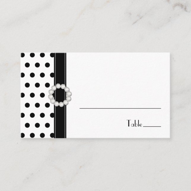 Black and White Polka Dot Place Cards (Front)