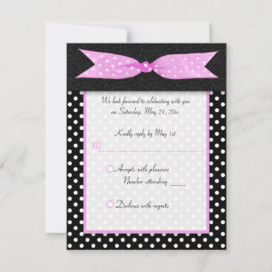 Black and White Polka Dot Sweet Sixteen Reply Card