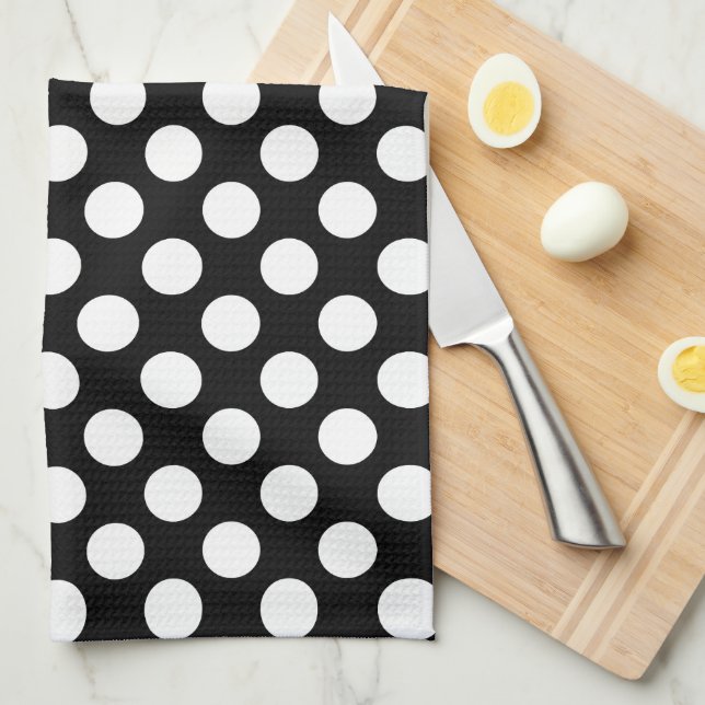 Black and White Polka Dot Tea Towel (Quarter Fold)