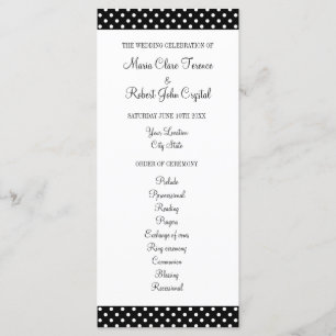 Black and white polka dot wedding ceremony program programme
