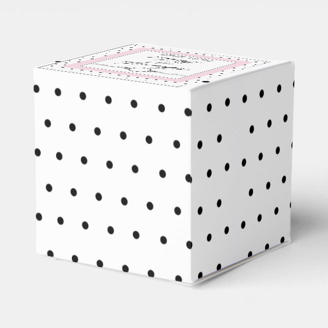 Black and White Polka Dot Wedding Favour Box (Back Side)