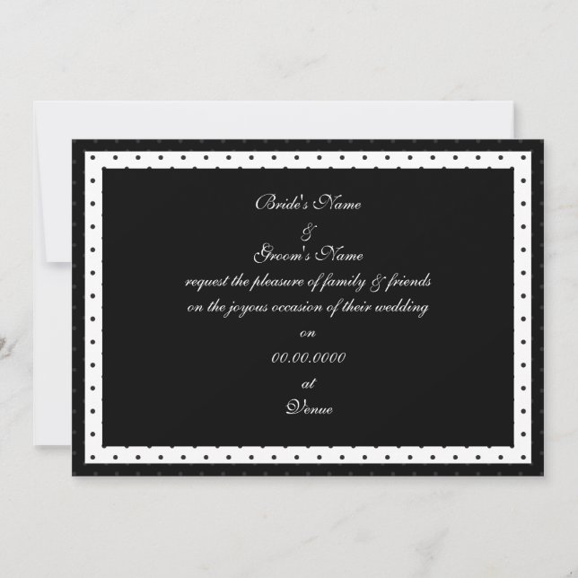 Black and white Polka Dot Wedding Invitation (Front)
