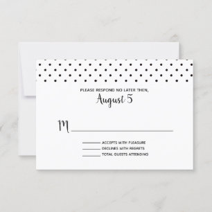 Black and White Polka Dot Wedding RSVP Card