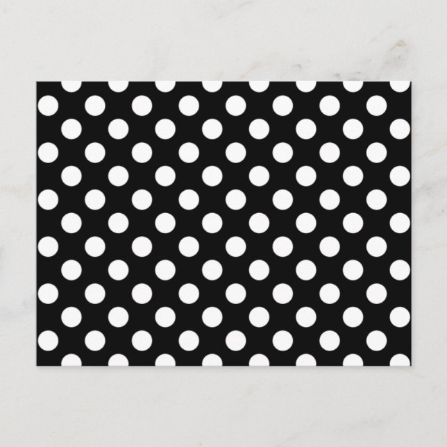 Black and White Polka Dot Wedding RSVP Postcard (Front)