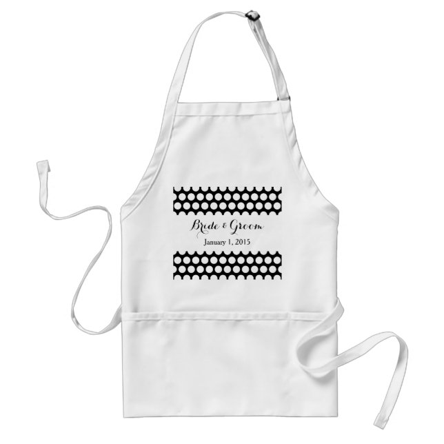 Black and White Polka Dot Wedding Standard Apron (Front)