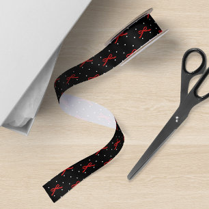Black and White Polka Dot with Red Ribbon Satin Ribbon