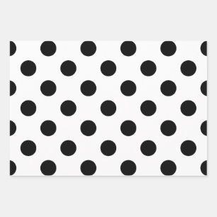 Black and White Polka Dot Wrapping Paper Sheet