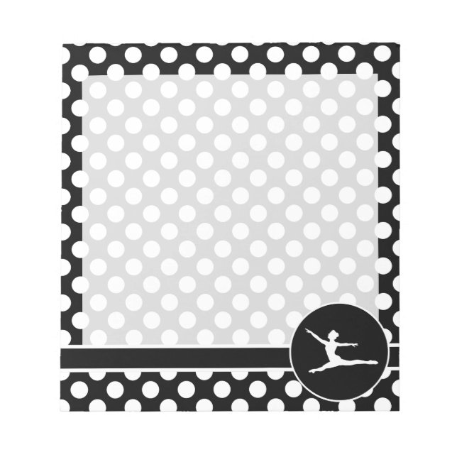 Black and White Polka Dots; Ballet Notepad (Front)