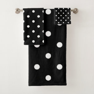 Black and White Polka Dots Bath Towel Set