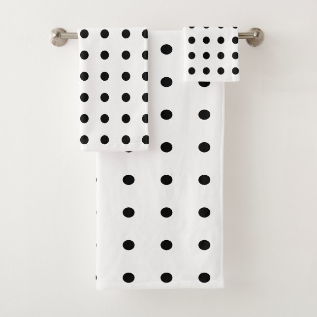 Black and White Polka Dots Bath Towel Set (Insitu)