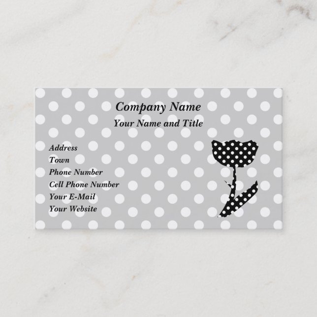 Black and White Polka Dots Business Card (Front)