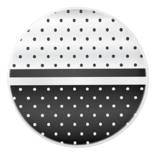 Black and White Polka Dots Ceramic Knob