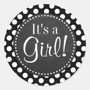 Black and White Polka Dots; Chalkboard look Classic Round Sticker