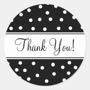 Black and White Polka Dots Classic Round Sticker