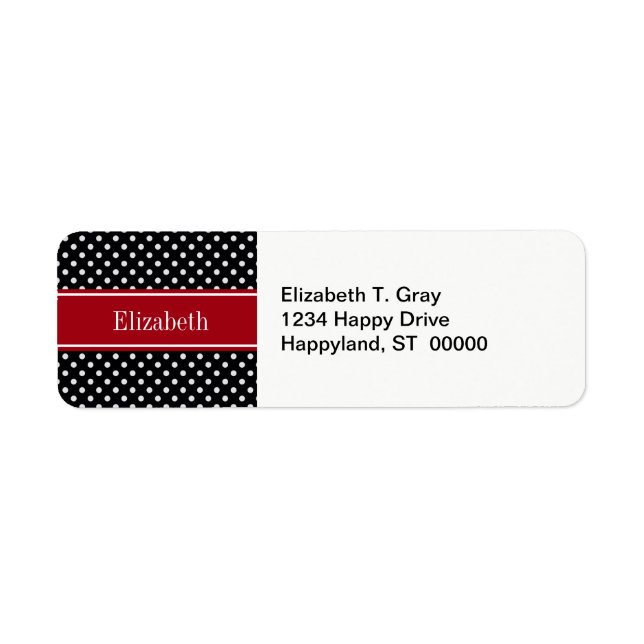 Black and White Polka Dots Cranberry Name Monogram (Front)