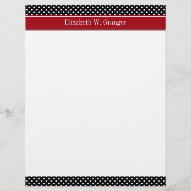 Black and White Polka Dots Cranberry Name Monogram (Front)