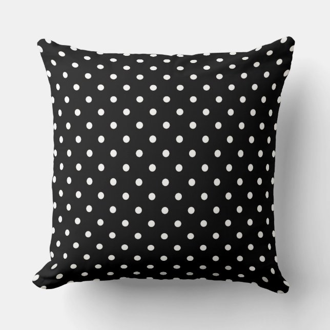 Black And White Polka Dots Cushion (Front)