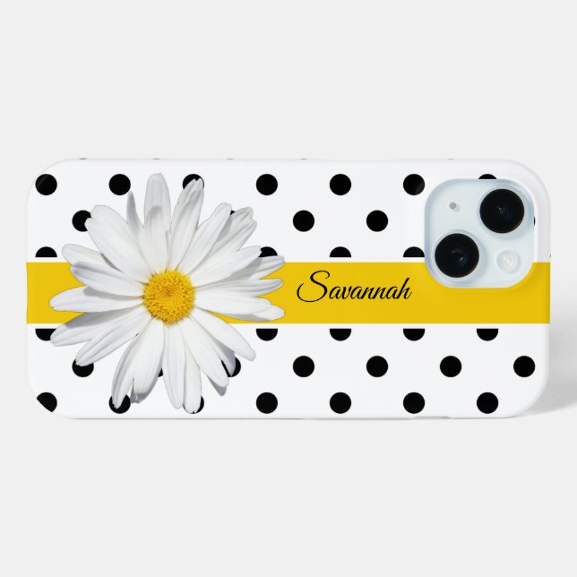 Black and White Polka Dots, Daisy Case-Mate iPhone Case (Back (Horizontal))