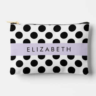 Black and White Polka Dots, Dotted, Your Name Accessory Pouch