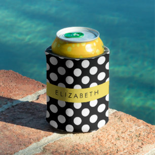 Black and White Polka Dots, Dotted, Your Name Can Cooler