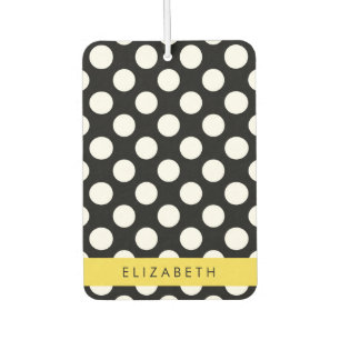 Black and White Polka Dots, Dotted, Your Name Car Air Freshener