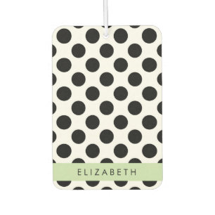 Black and White Polka Dots, Dotted, Your Name Car Air Freshener