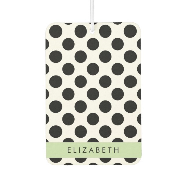 Black and White Polka Dots, Dotted, Your Name Car Air Freshener (Front)