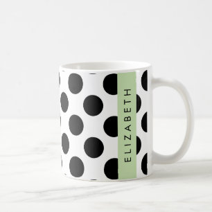 Black and White Polka Dots, Dotted, Your Name Coffee Mug
