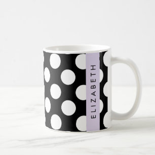 Black and White Polka Dots, Dotted, Your Name Coffee Mug