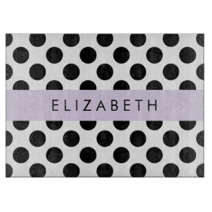 Black and White Polka Dots, Dotted, Your Name Cutting Board