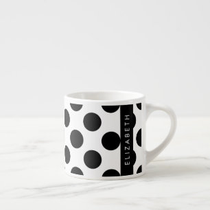 Black and White Polka Dots, Dotted, Your Name Espresso Cup