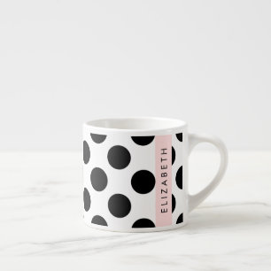 Black and White Polka Dots, Dotted, Your Name Espresso Cup