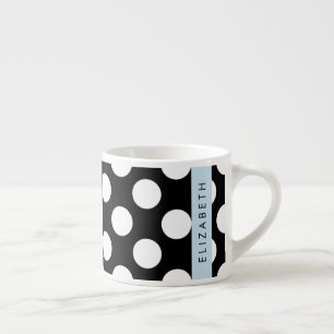 Black and White Polka Dots, Dotted, Your Name Espresso Cup