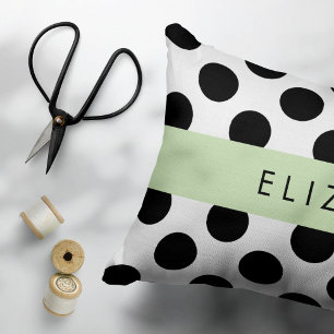 Black and White Polka Dots, Dotted, Your Name Pillowcase