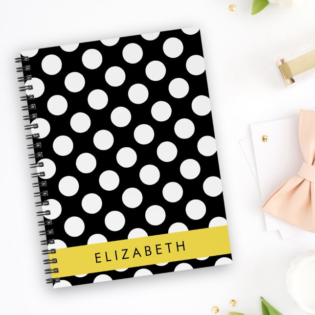 Black and White Polka Dots, Dotted, Your Name Planner (Creator Uploaded)
