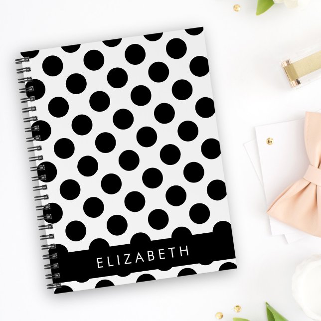 Black and White Polka Dots, Dotted, Your Name Planner (Creator Uploaded)