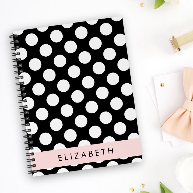 Black and White Polka Dots, Dotted, Your Name Planner (Creator Uploaded)