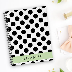 Black and White Polka Dots, Dotted, Your Name Planner