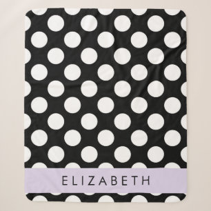 Black and White Polka Dots, Dotted, Your Name Sherpa Blanket