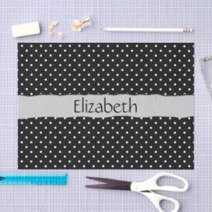 Black and White Polka Dots, Dotted, Your Name Tissue Paper