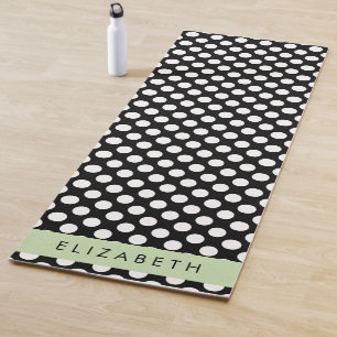 Black and White Polka Dots, Dotted, Your Name Yoga Mat