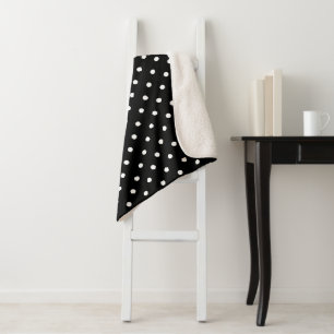Black and white polka dots minimalistic elegant sherpa blanket