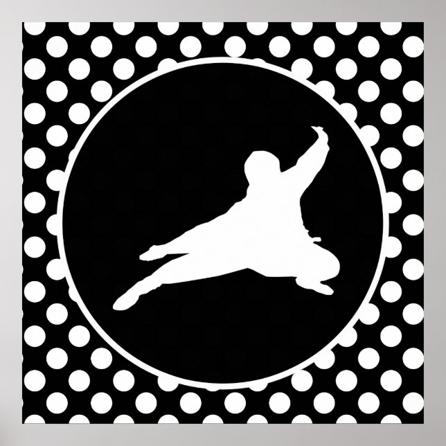 Black and White Polka Dots; Ninja Poster (Front)
