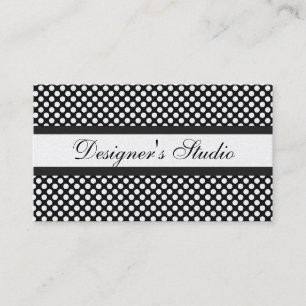Black and White Polka Dots on Gold Business Card
