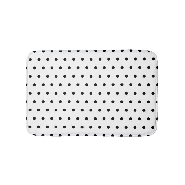 Black And White Polka Dots Pattern Bath Mat (Front)