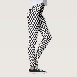 Black And White Polka Dots Pattern Classic Elegant Leggings
