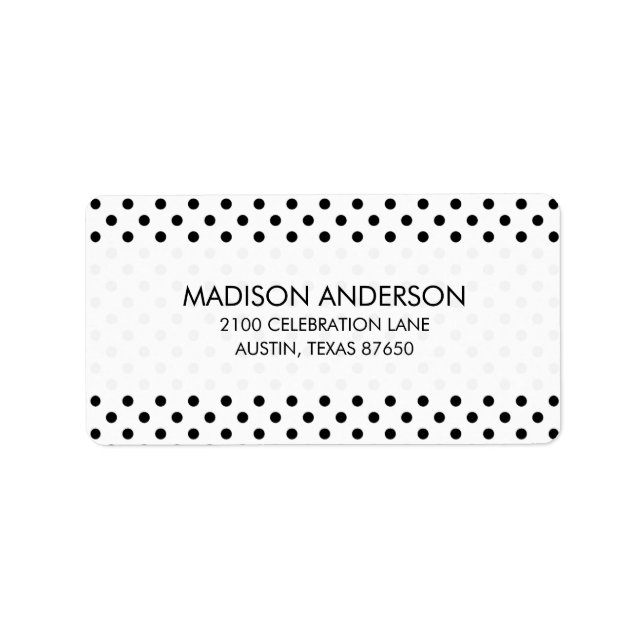 Black and White Polka Dots Pattern Label (Front)