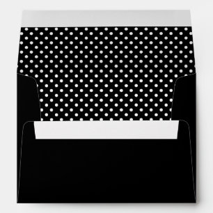 Black and white polka dots pattern lined envelopes
